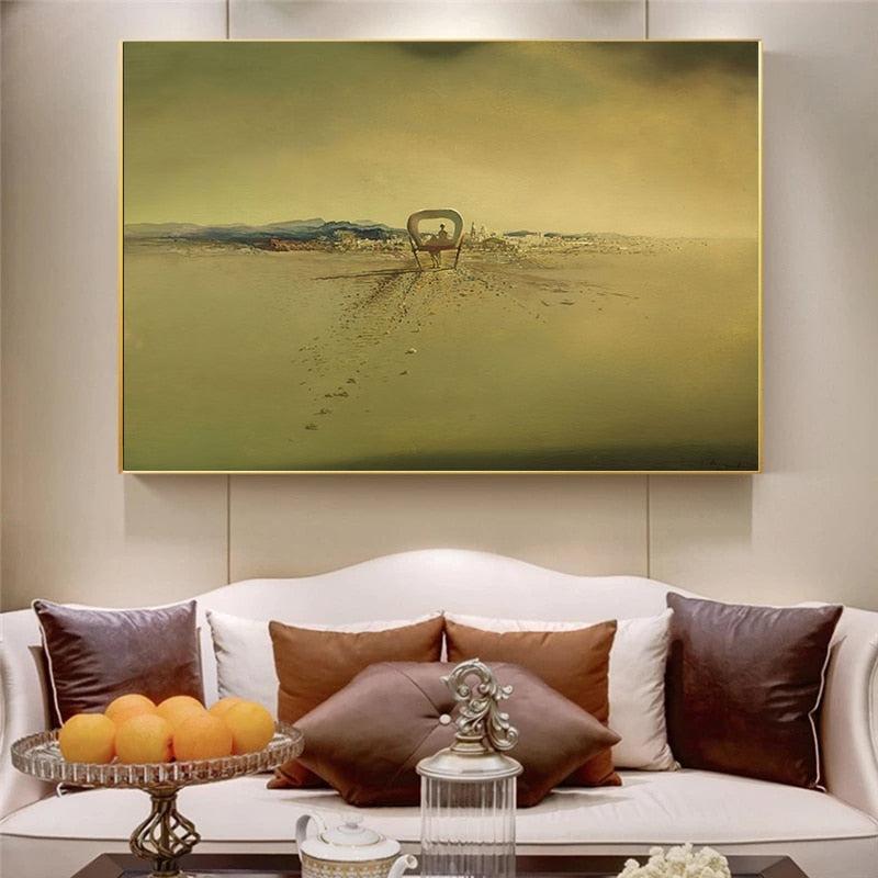 Salvador Dali Surrealism Ghost Carriage Canvas Prints - Abstract Wall Art Posters for Home Decor